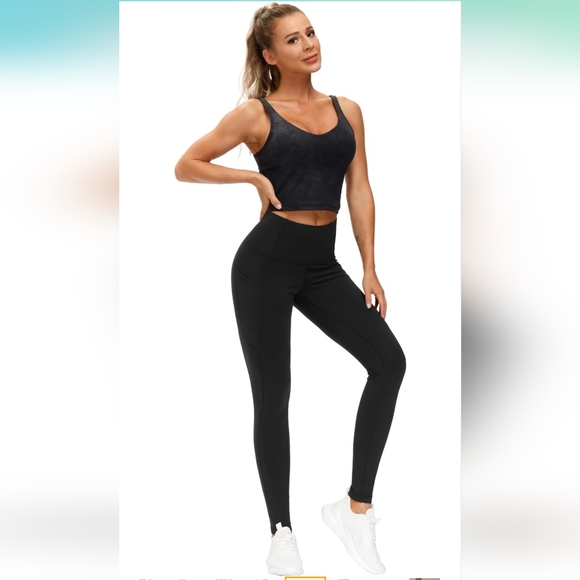 THE GYM PEOPLE Thick High Waist Yoga Pants with Pockets, Tummy CONTROL - Picture 5 of 7